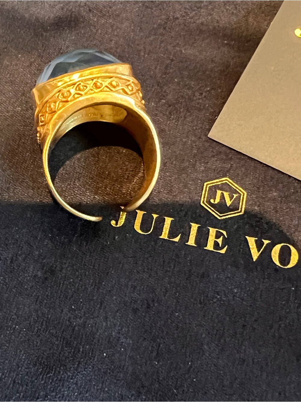 Julie Vos Gold Ring with Blue Stone - Picture 3 of 6